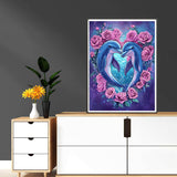 Reofrey DIY Diamond Art Kits for Adults Dolphin, Animal Full Drill Round Rhinestone Diamond Painting Kits for Adults, Cross Stitch Embroidery Canvas for Crafts Home Wall Decor 30x40cm Reofrey