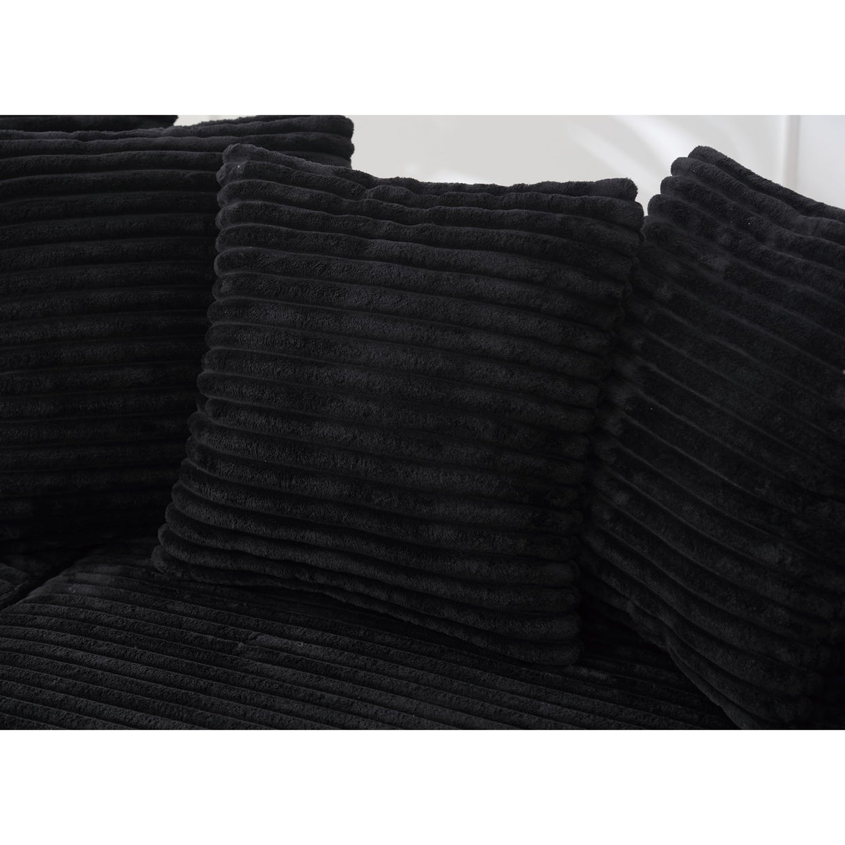 UPYOOE 111'' Modern Sectional Sofa, L-Shaped Corduroy Couch with Left Chaise Daybed, Extra-Wide Oversized Lounge, 8 Pillows, Corner Sofa Set for Living Room, Apartment, Office, Hotel, Bedroom, Black UPYOOE