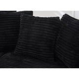 UPYOOE 111'' Modern Sectional Sofa, L-Shaped Corduroy Couch with Left Chaise Daybed, Extra-Wide Oversized Lounge, 8 Pillows, Corner Sofa Set for Living Room, Apartment, Office, Hotel, Bedroom, Black UPYOOE