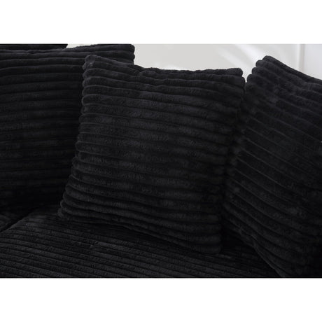 UPYOOE 111'' Modern Sectional Sofa, L-Shaped Corduroy Couch with Left Chaise Daybed, Extra-Wide Oversized Lounge, 8 Pillows, Corner Sofa Set for Living Room, Apartment, Office, Hotel, Bedroom, Black UPYOOE