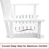 MUPATER Outdoor Patio Hanging Wooden Porch Swing 4FT with Chains, 2-Person Heavy Duty Swing Bench for Garden and Backyard, White MUPATER