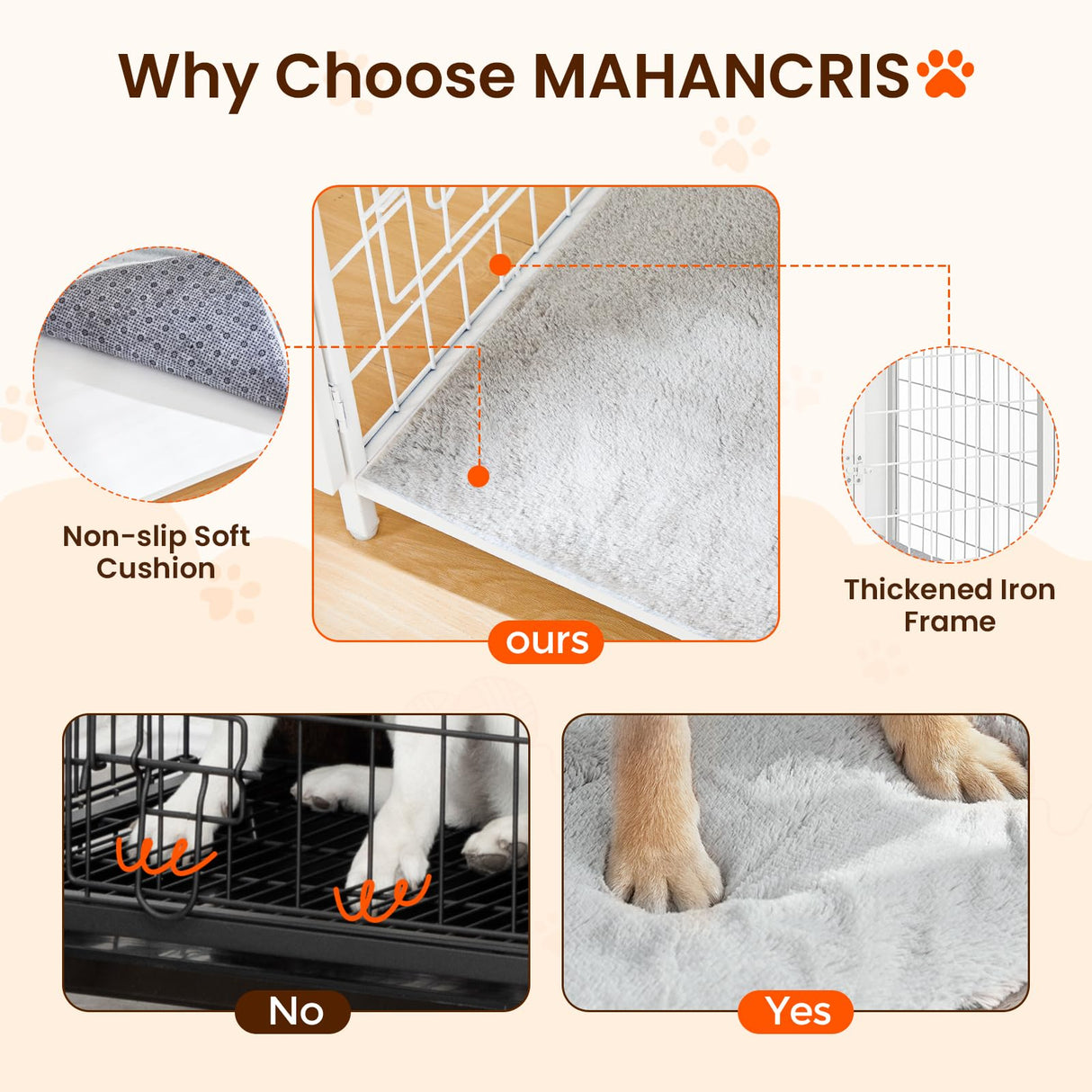 MAHANCRIS Dog Crate Furniture with Cushion, Wooden Dog Kennel with Double Doors, Heavy Duty Dog Cage for Small/Medium/Large Dogs, Indoor Dog House End Table, 31.5" L, White DCBW0701 MAHANCRIS