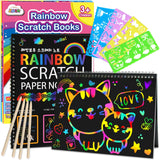 ZMLM Scratch Paper Art-Crafts Gift: 2 Pack Rainbow Notebooks Supplies Toys Easter Basket Stuffers for 3 4 5 6 7 8 9 10 Years Old Girls and Boys Kids Birthday Party Games (Pink) ZMLM