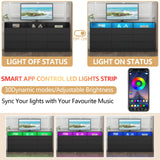 Gyfimoie 9 Drawer Double Dresser with Power Outlet, Accent Chests of Drawers with LED Light, Modern White Storage Dresser with Charging Station (Mirror Not Included) (9 Drawers-Black) Gyfimoie