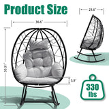 FKSLIFE Wicker Egg Chair Outdoor,Rocking Chair Outdoor with Cushion,330lb Capacity,All-Weather Rattan Patio Egg Chair Lounger for Room,Balcony,Backyard,Garden (Light Grey Cushion) FKSLIFE