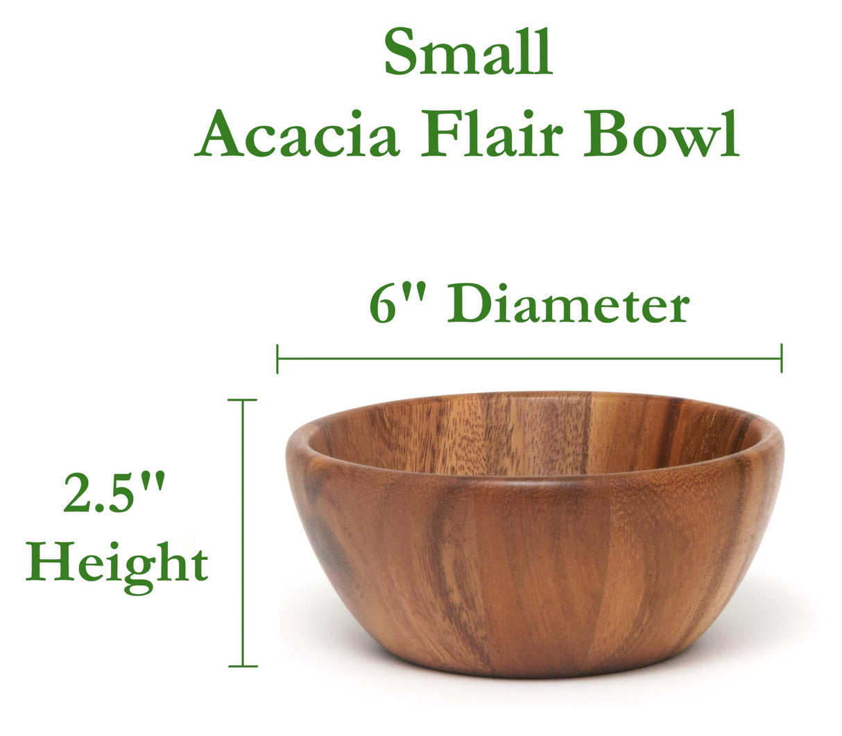 Lipper International Acacia Round Flair Serving Bowl for Fruits or Salads, Small, 6" Diameter x 2.5" Height, Single Bowl Lipper International