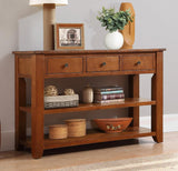 YWUFUART 48 Inch Solid Wood-Console Table-Sofa Table-Storage Cabinet with 3 Drawers and 2 Shelves for Entryway Hallway Living Room (Brown) YWUFUART