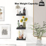 Fixwal Floating Shelves for Wall, Small Black Shelves Wall Mounted Shelf for Bathroom, Living Room, Bedroom, Kitchen Decor (Set of 3, 8x8) Fixwal