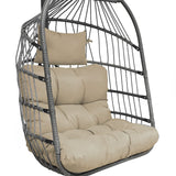 Enipate Outdoor Hanging Egg Chair Cushion, Water-Resistant Tufted Swing Basket Chairs Cushion Pads with Headrest Pillow Enipate