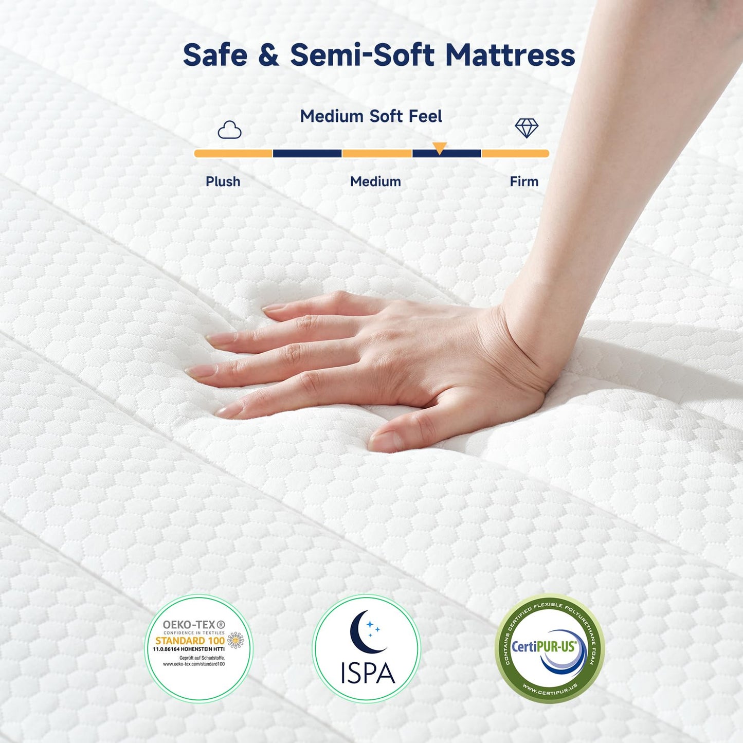 Z-hom Queen Mattress 8 Inch, Queen Size Mattresses Hybrid Innerspring Mattress in a Box, Queen Foam Spring Mattress with Motion Isolation & Pressure Relief for Queen Bed Frames, Medium Soft, White