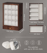 Homde Watch Box Wooden Display: Large Wood Storage for Men's Nightstand - Timeless Home Organizer (L Size) Homde