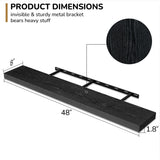 Fun Memories 48 Inch Floating Shelves - Fireplace Mantel Shelf - Deep Wall Mounted Wood Storage Shelf for Bedroom, Kitchen, Farmhouse - 1 Pack, Rustic Black Fun Memories