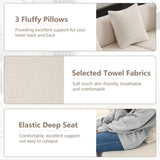Suheww 130.5” Curved Sofa for Living Room, Cloud Sectional Couch Modern Boneless Lounge Sofa, 4-Seater Beige Oversized Compressed Couch with 3 Pillows for Apartment Bedroom Office Suheww