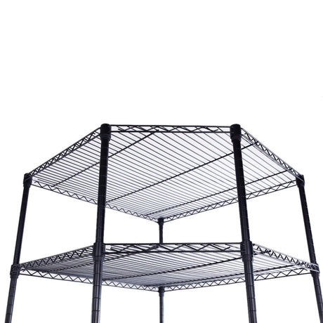 Bonnlo 6-Tier Rolling Heavy Duty Commercial Polygonal Corner Shelf Wire Shelving Unit Adjustable Storage Rack Free Standing Garage with 5 Wheels 26 4/5" L x 26 4/5" W x 71" H Inches (Black) Bonnlo