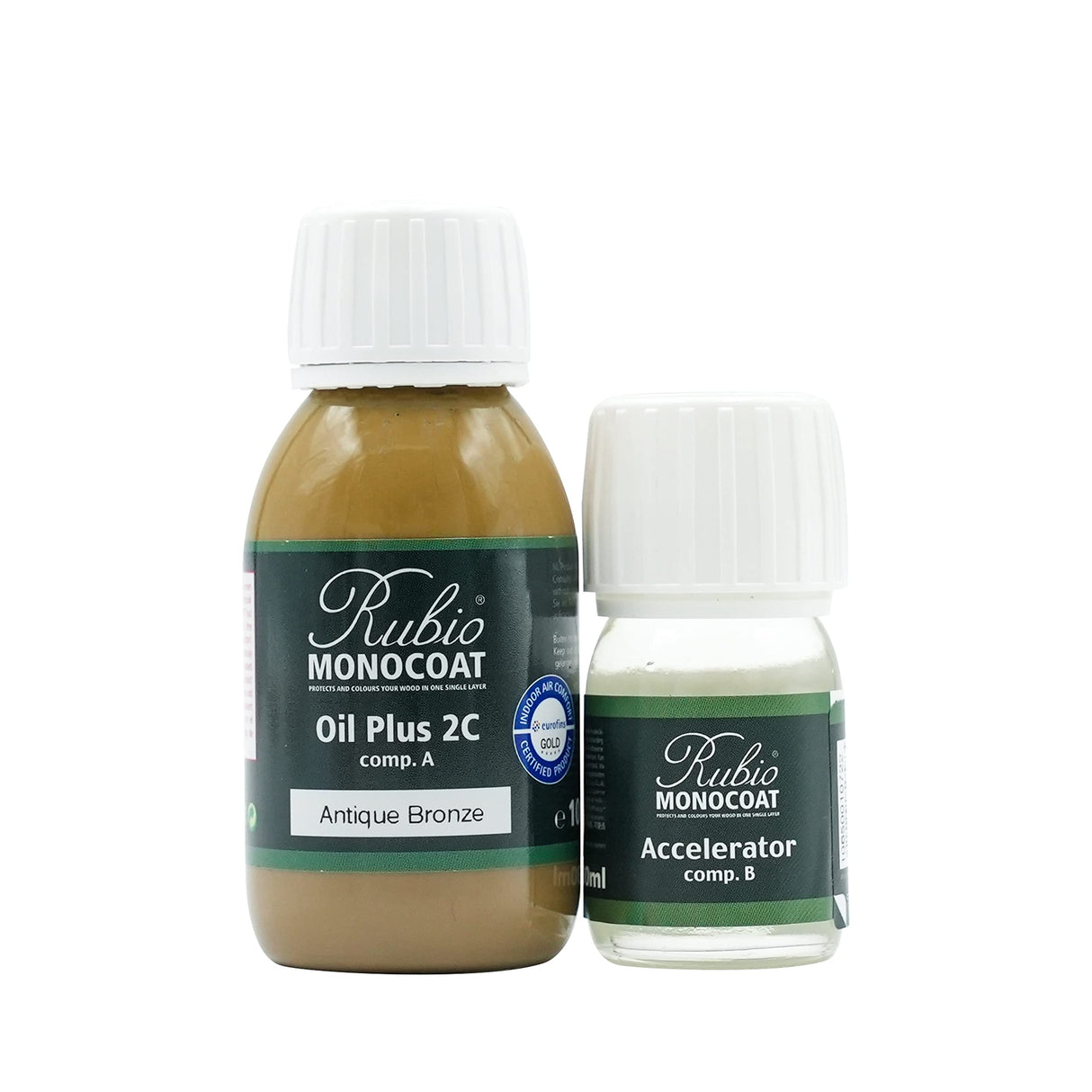 Rubio Monocoat Wood Stain & Finish 65 ft² - Antique Bronze | Oil Plus 2C | Quick-Dry, Eco-Friendly Linseed Wood Oil for Indoor Use, Includes Accelerator (Part B) | Protector | 130 ml Rubio Monocoat