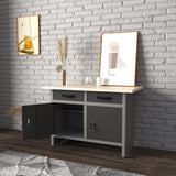 JZD Wood Top Workbench Tool Cabinet with 3 Pegboards and 22 Pieces Hooks & Tool Holders, Tabletop Steel Garage Workstation, Black & Grey JZD