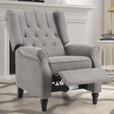 EBELLO Pushback Recliner Chair, Fabric Armchair Push Back Recliner with Rivet Decoration, Mid Century Wingback Accent Chair for Living Room, Bedroom, Grey EBELLO