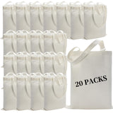 YOUKE OLA 20 Pack Sublimation Canvas Tote Bags Bulk Reusable Blank Large Canvas Tote Bags Washable Polyester Grocery Bags for Decorating and DIY Crafting 15x20 Inch, White YOUKE OLA