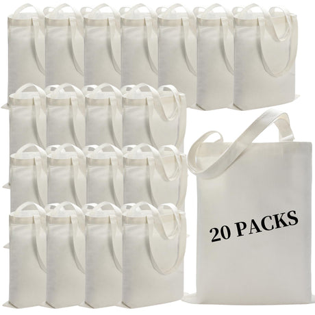 YOUKE OLA 20 Pack Sublimation Canvas Tote Bags Bulk Reusable Blank Large Canvas Tote Bags Washable Polyester Grocery Bags for Decorating and DIY Crafting 15x20 Inch, White YOUKE OLA