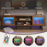 Bestier TV Stand for 75 Inch TV, 63” LED Entertainment Center with Sliding Acylic Doors, Modern TV Console with 2 Tier Storage Shelves, Media Console Table for Living Room Bedroom - Walnut Bestier