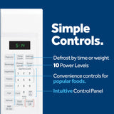 GE GCST14S1WWW Microwave Oven,1,100-watt 7 Auto Cooking Settings, Kitchen Essentials for The Countertop, Dorm Room or Apartment, Child-Lock Technology 1.4 Cu. Ft, White GE