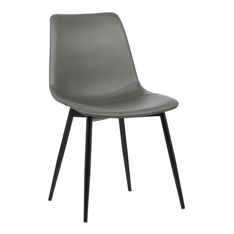 Armen Living Monte Mid Century Modern Dining Accent Chair for Table Kitchen Desk Vanity in Charcoal Gray Faux Leather with Black Metal Legs Armen Living