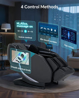 UIIU 4D Smart Massage Chair Full Body Zero Gravity Massage Chair Recliner,15+ Scene-Customized Massage Mode,Dual SL Massage Back Calf Heat Upgraded Animated Touchscreen App Control Large Size Black UIIU
