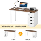 Tribesigns Computer Desk with 5 Drawers, 47 inches Rustic Brown Home Office Desk with Storage, Modern Simple Laptop Desk Study Writing Table for Small Spaces (Reversible Drawer Cabinet) Tribesigns