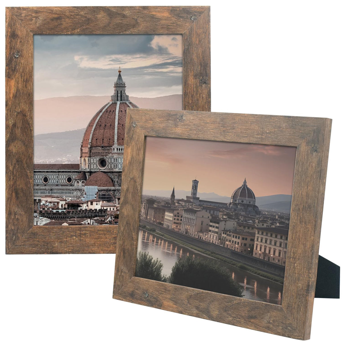Golden State Art, 8x10 Picture Frame - Country Wood Grain Style - Tabletop Display, Back Hangers for Wall Display - Great for Photos, Gift, Pictures, Wedding, Portraits (2 Pack, Brown) Golden State Art