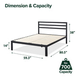 ZINUS Mia Metal Platform Bed Frame with Headboard, Wood Slat Support, No Box Spring Needed, Easy Assembly, Queen Zinus