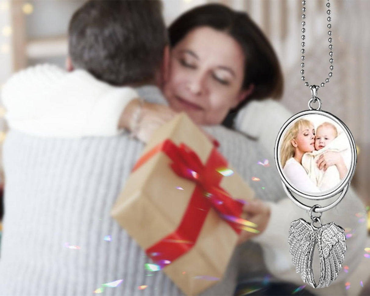 Car Hanging Ornament,Angel Wing Car Rearview Mirror Pendant with Sublimation Blank Pendant Heat Transfer Photo Frame for Automobiles Home Window Christmas Ornaments (Silver-5PC) WoodArtSupply