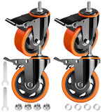 Stem Caster Wheels 4 inch Locking Threaded Stem Casters Set of 4 Heavy Duty, 1/2"-13 x 1(Stem Diameter 1/2",Stem Length 1"), No Noise Swivel Casters Industrial Castor Wheels for Cart, Furniture TAYLOON