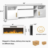 VENDORZ Floating TV Stand with Fireplace, 70" Floating Entertainment Center with White Fireplace, Wall Mounted Electric Fireplace TV Stand for Living Room Media Console with Storage Up to 80" TVs VENDORZ