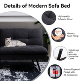 Hcore Polyester Memory Foam Convertible Futon Sofa Bed, Small Splitback Loveseat, 68" L x 32.3" W x 30.7" H, Black Hcore