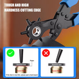 Diyife Professional Leather Hole Puncher, Full Set Punch Tool Kits for Belt, Watch Band, Shoe, Crafting, Handbag Straps, Fabric, with Extra Punch Plates and Ruler, Multi Hole Sizes Make - Blue Diyife