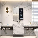 IDYLLOR Black Bathroom Mirror Medicine Cabinet with Round Corner Framed Door 24 x 30 inch, Recessed or Surface Mount, with Adjustable Glass Shelves IDYLLOR