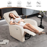 AEMEIOS Nursery Rocking Recliners, 360° Swivel Glider Rocker Recliner with Double Pockets, Manual Nursery Glider Rocker Recliner for Living Room, Chenille White AEMEIOS