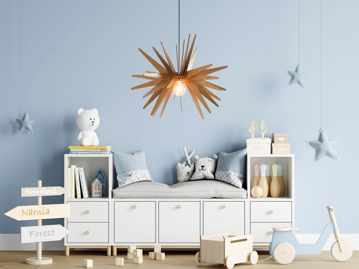 EXPLOSION Wood Pendant Light | Mid Century Modern Chandelier | Hanging Lamp | Wood Chandelier Lighting | Modern Light Fixture | Modern Pendant Light DEZAART