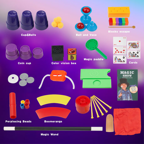 ENJOCASES Simple Magic Kit Over 70 Magic Tricks for Kids Ages 6-12 Sets fwith Wand,Chalice,Coin Disappear,Ideal for Boys Girl ENJOCASES