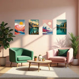 4 Pack Framed Paint by Numbers Kit for Adults Beginner Canvas Painting by Numbers for Adults Landscape Easy Adult Paint by Number Kits with Frame Mountain Watercolor Painting by Number 8x12 Inch obterie