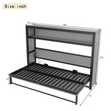 LUMISOL Twin Size Horizontal Murphy Bed with Shelves, Metal Wall Bed with Foldable and Space-Saving Design, Hidden Murphy Bed Frame, Gray LUMISOL