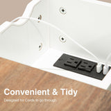 Awescuti Narrow End Table with Charging Station - Farmhouse Slim Side Table Set of 2, w/USB Ports Power Outlets, Nightstand w/Flip Top Storage Drawer, for Small Spaces Living Room Bedroom, Brown White Awescuti