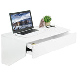 VIVO White Wall Mounted Desk with 28 inch Surface and Pull Out Drawer, Floating Wall Organizer, Under Storage Workstation, DESK-SF01W VIVO
