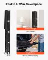 VEVOR 5-Tier Foldable Storage Shelf, 28W x 13D x 66H Inch Folding Metal Rack Shelving Unit, No Assembly Organizer Shelf with 5 Wheels & 4 Hooks for Pantry, Kitchen, Garage, Basement, Black VEVOR