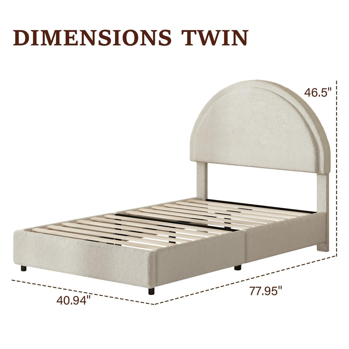 REVOMINCA Twin Size Bed Frame, Boucle Upholstered Platform Bed with Headboard, Cloud Bed Frame with Soft Rounded Corners, No Box Spring Required, Easy Assembly, Beige REVOMINCA