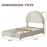 REVOMINCA Twin Size Bed Frame, Boucle Upholstered Platform Bed with Headboard, Cloud Bed Frame with Soft Rounded Corners, No Box Spring Required, Easy Assembly, Beige REVOMINCA