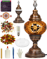 DEMMEX DIY Turkish Mosaic Lamp Making Kit – No Grout Needed – Fun, Easy, No Experience Required – Complete Mosaic Art & Craft Project Kit for Adults & Teens – Make Your Own Table Lamp (Brown&Amber) DEMMEX