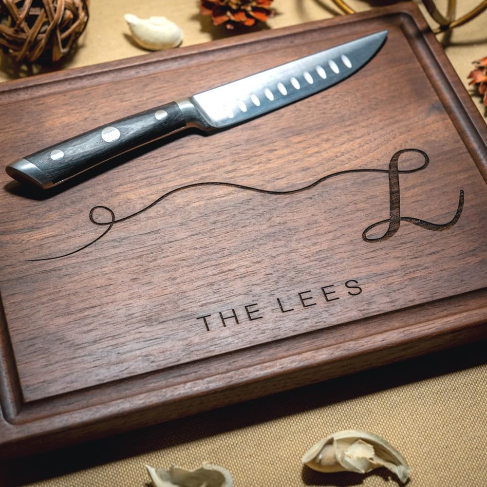 Walnut Artisan Personalized Cutting Boards, Custom Wedding, Anniversary or Housewarming Gift Idea, Wood Engraved Charcuterie Board for Couples, Walnut Artisan Gallery