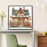 Christmas House Diamond Painting Kits for Adults, 5D Winter Diamond Art Kits for Adults Beginners, DIY Full Round Drill Diamond Dot Painting Gem Art Kits for Adult, Home Wall Decor 13.8x13.8 Inch LKHMVCA