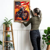 HMDIIMGE 5D Diamond Painting Kits for Adults The American Flag and The Motorcycle Diamond Art Kits DIY Full Round Drill Motorcycle with Diamonds Gem Art Help Relieve Stress 12x16 inch HMDIIMGE